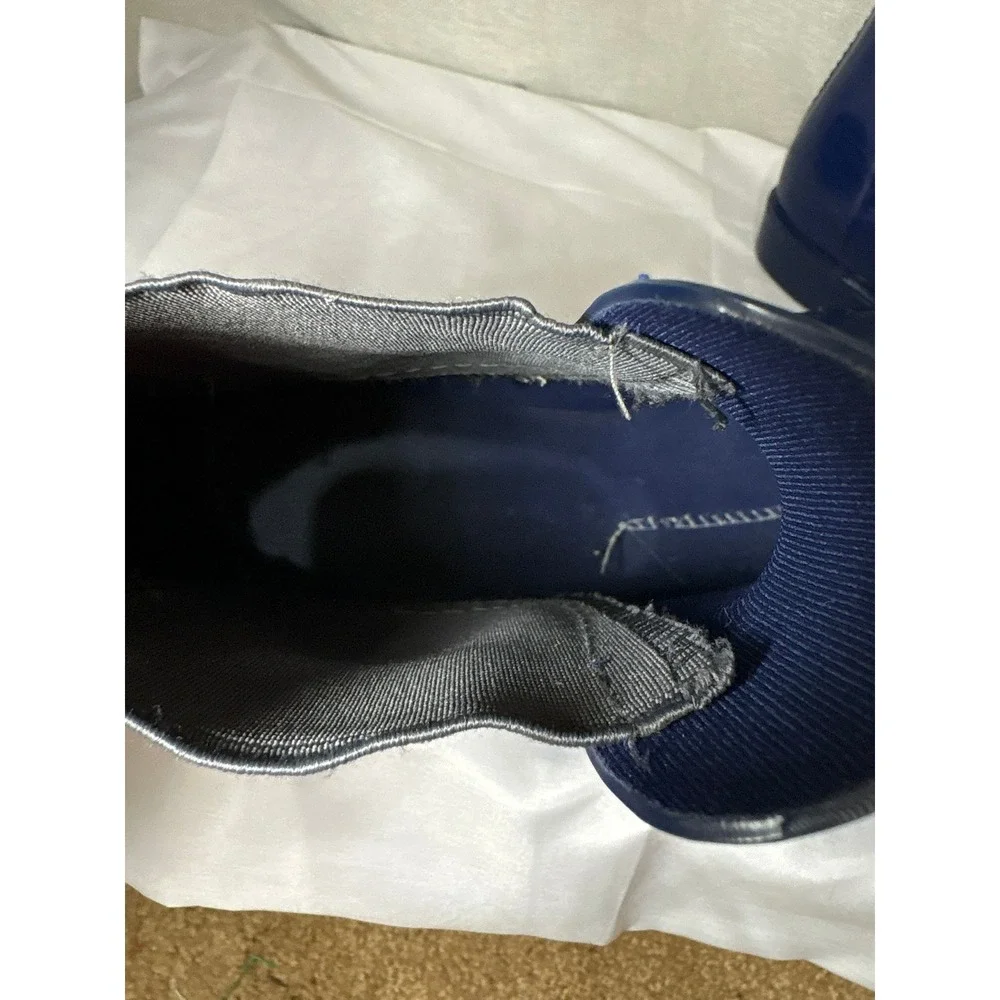 Lauren Ralph Lauren Tally Navy Blue Glossy Rubber Rain Boots Women 10 Ankle Boot